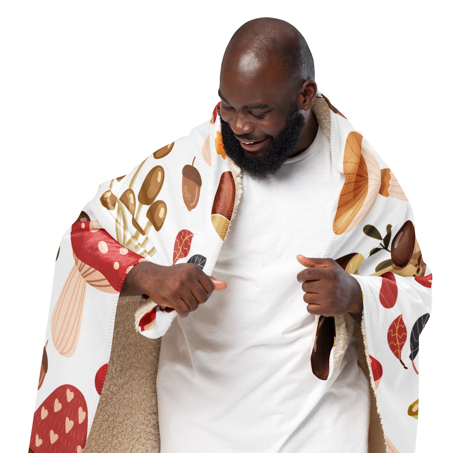 Retro Mushroom Sherpa Blanket