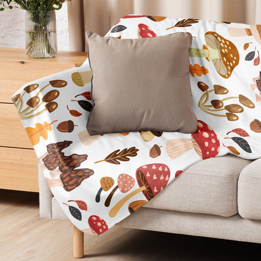 Retro Mushroom Sherpa Blanket
