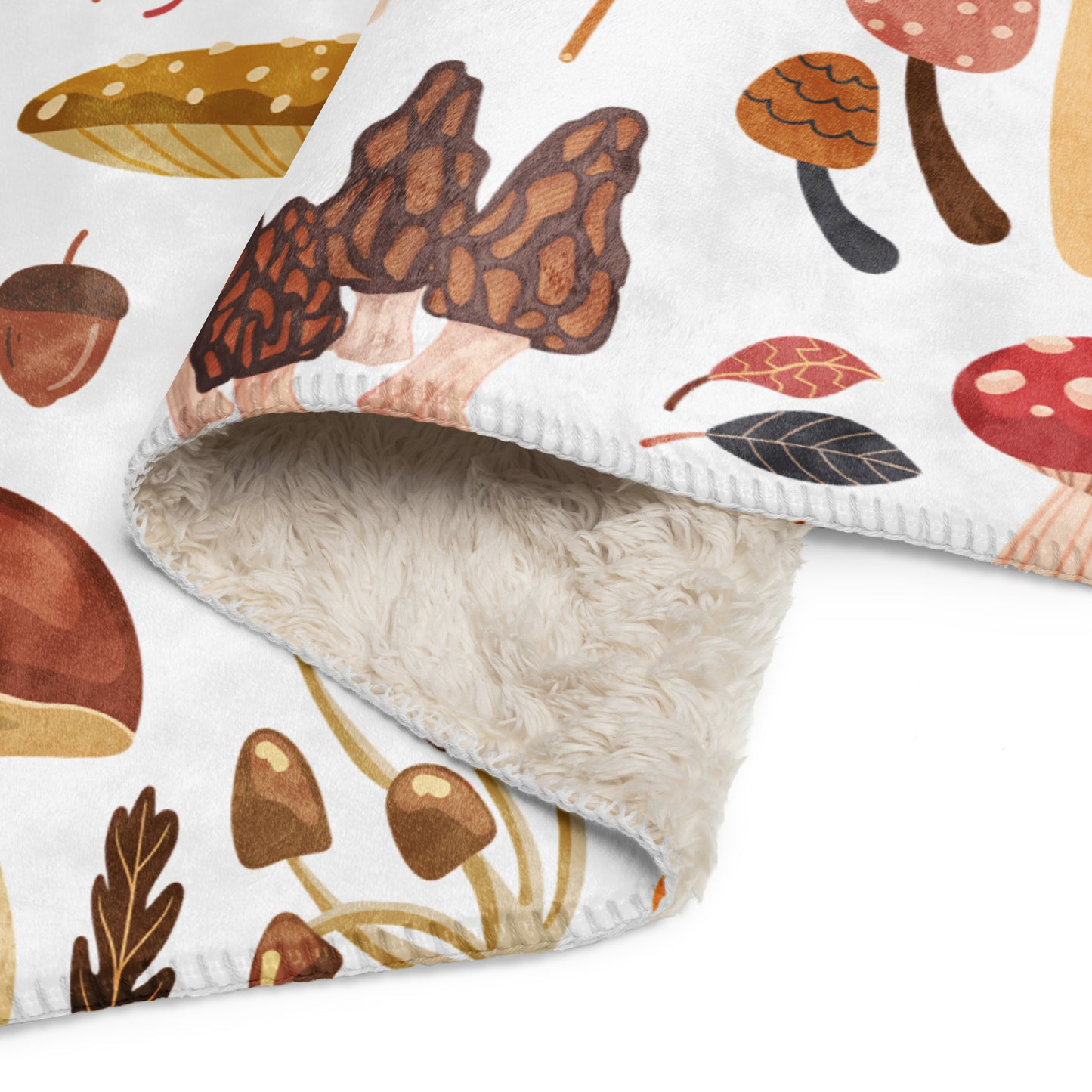 Retro Mushroom Sherpa Blanket