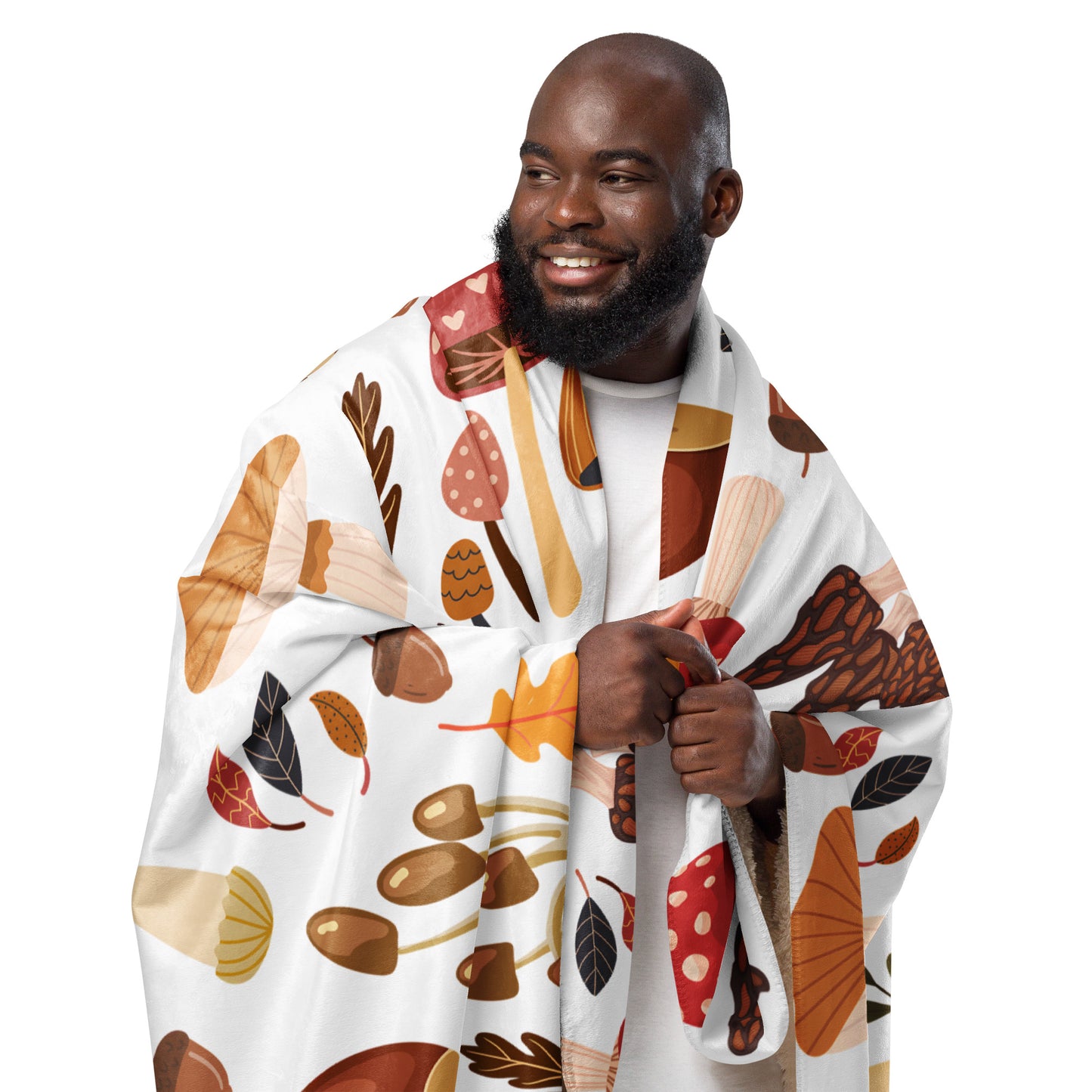 Retro Mushroom Sherpa Blanket