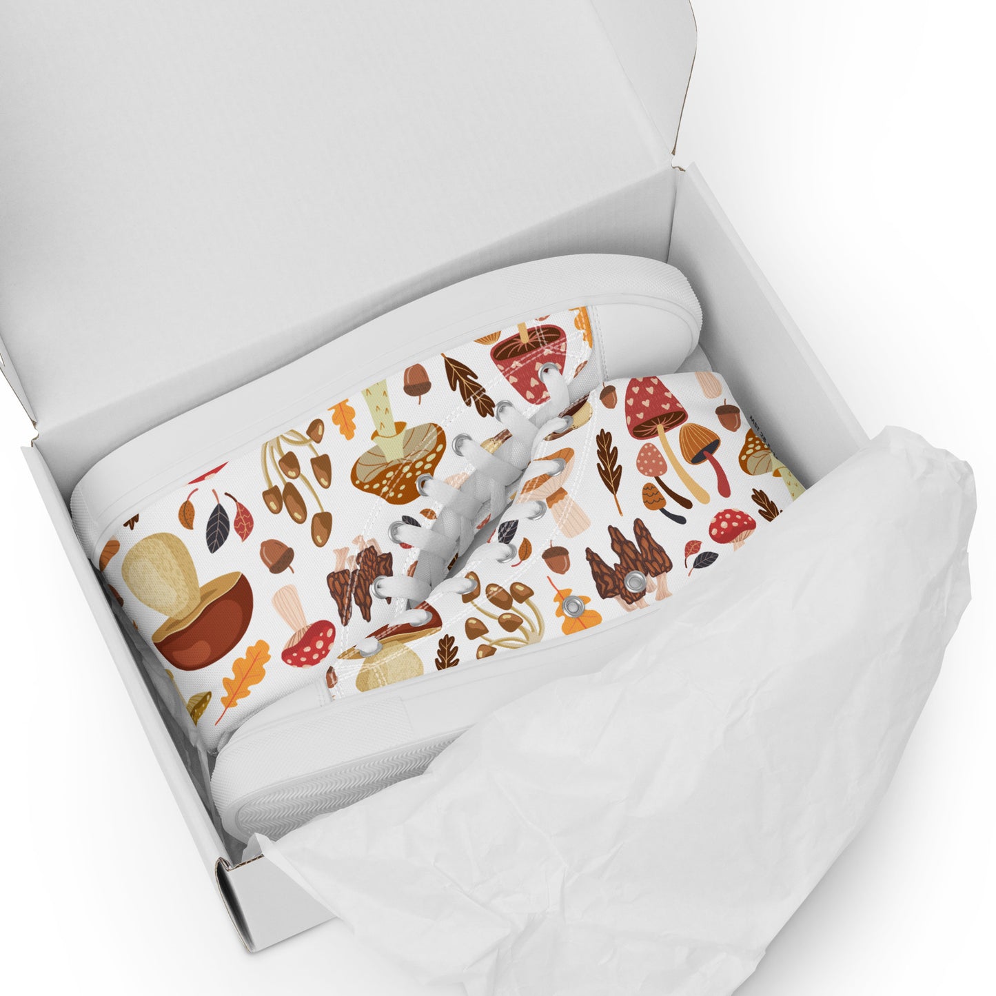 Cottagecore Mushroom Shoes | Retro Canvas Sneakers | Women High Tops | Toadstool Shoes