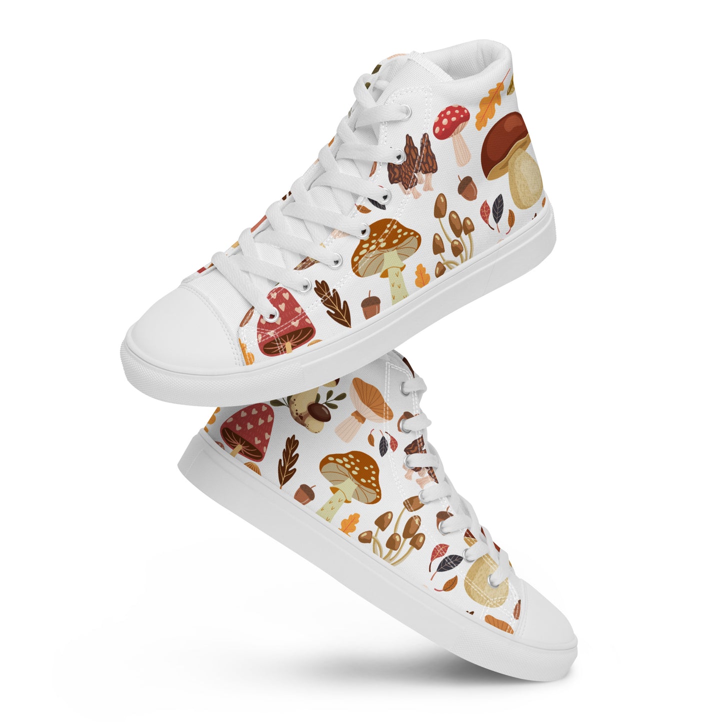 Cottagecore Mushroom Shoes | Retro Canvas Sneakers | Women High Tops | Toadstool Shoes