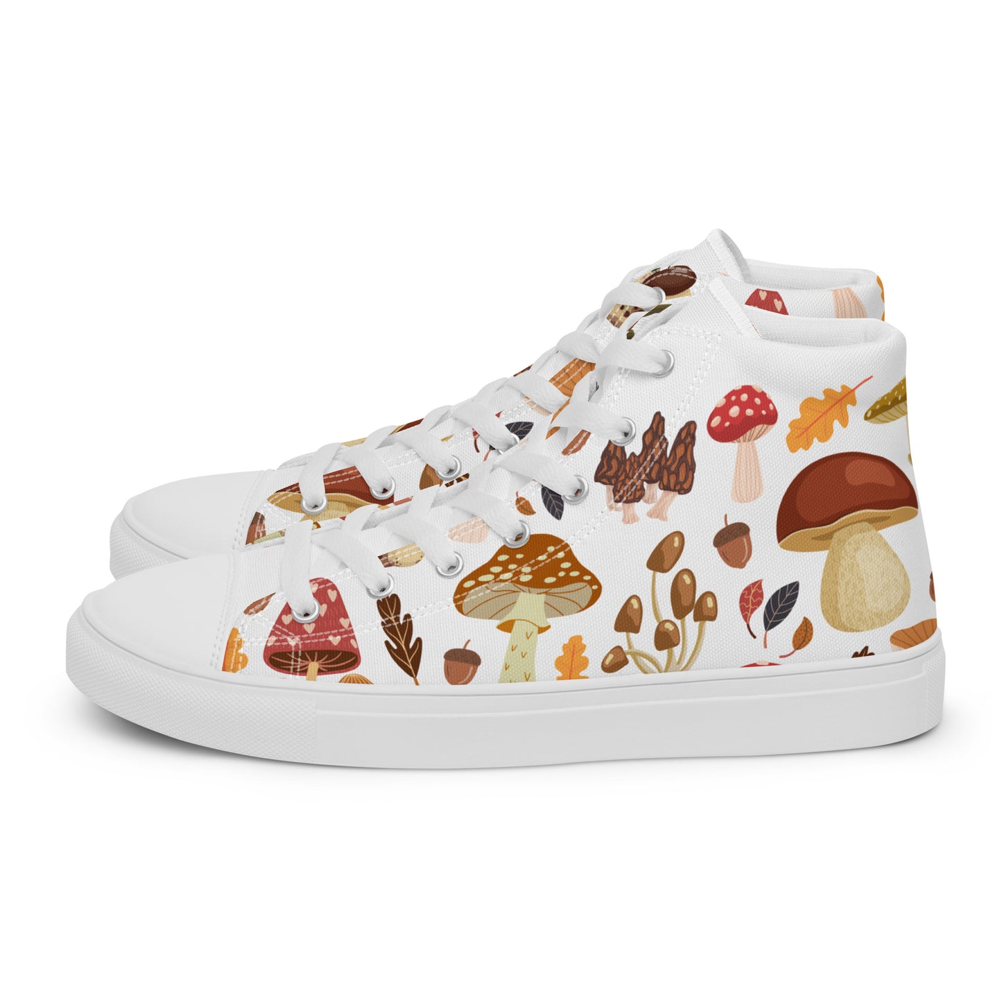 Cottagecore Mushroom Shoes | Retro Canvas Sneakers | Women High Tops | Toadstool Shoes