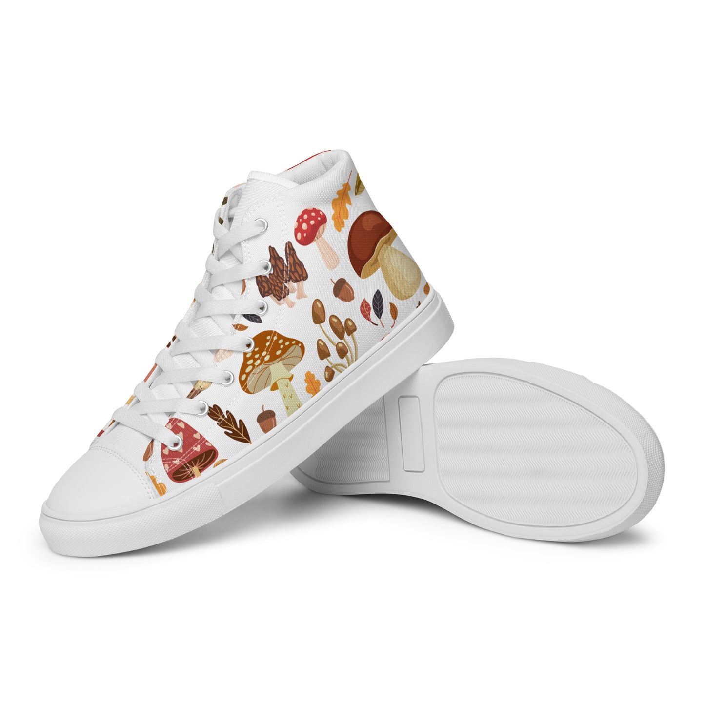Cottagecore Mushroom Shoes | Retro Canvas Sneakers | Women High Tops | Toadstool Shoes