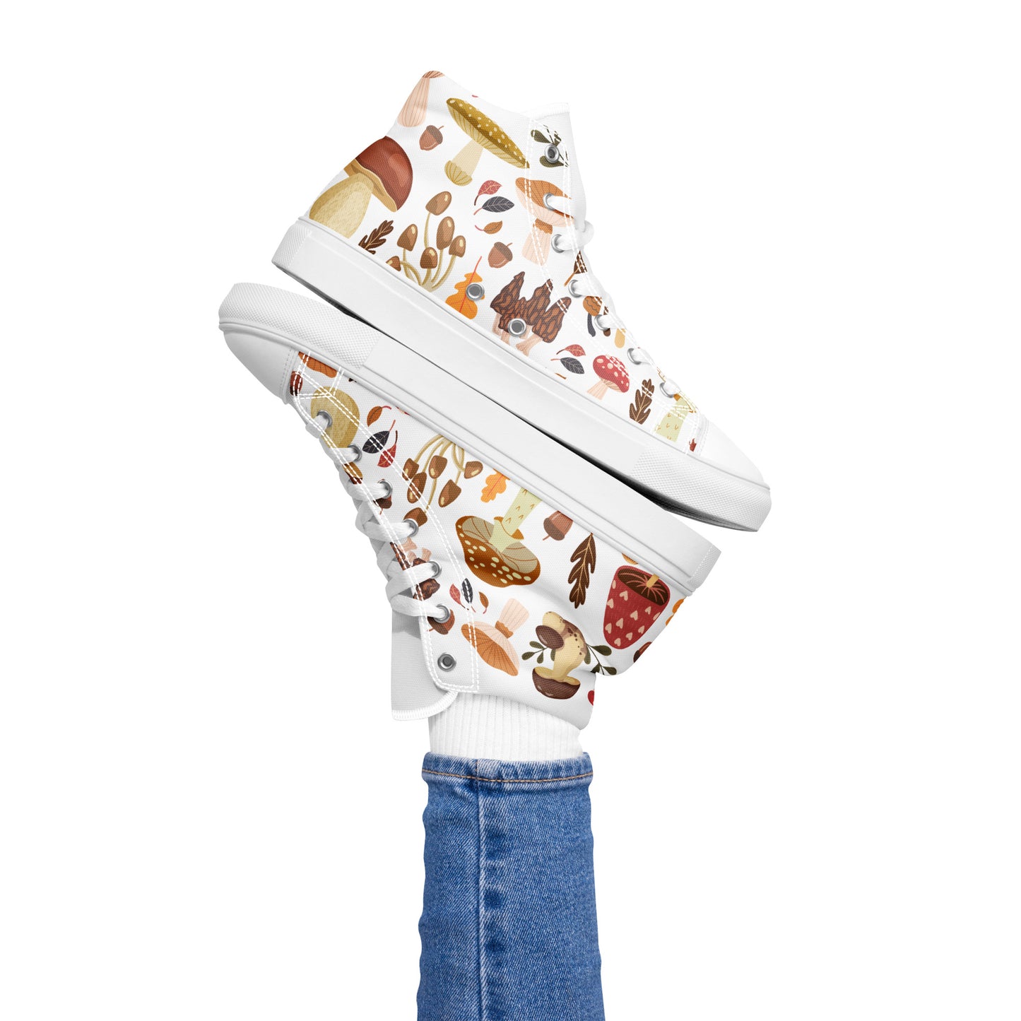 Cottagecore Mushroom Shoes | Retro Canvas Sneakers | Women High Tops | Toadstool Shoes