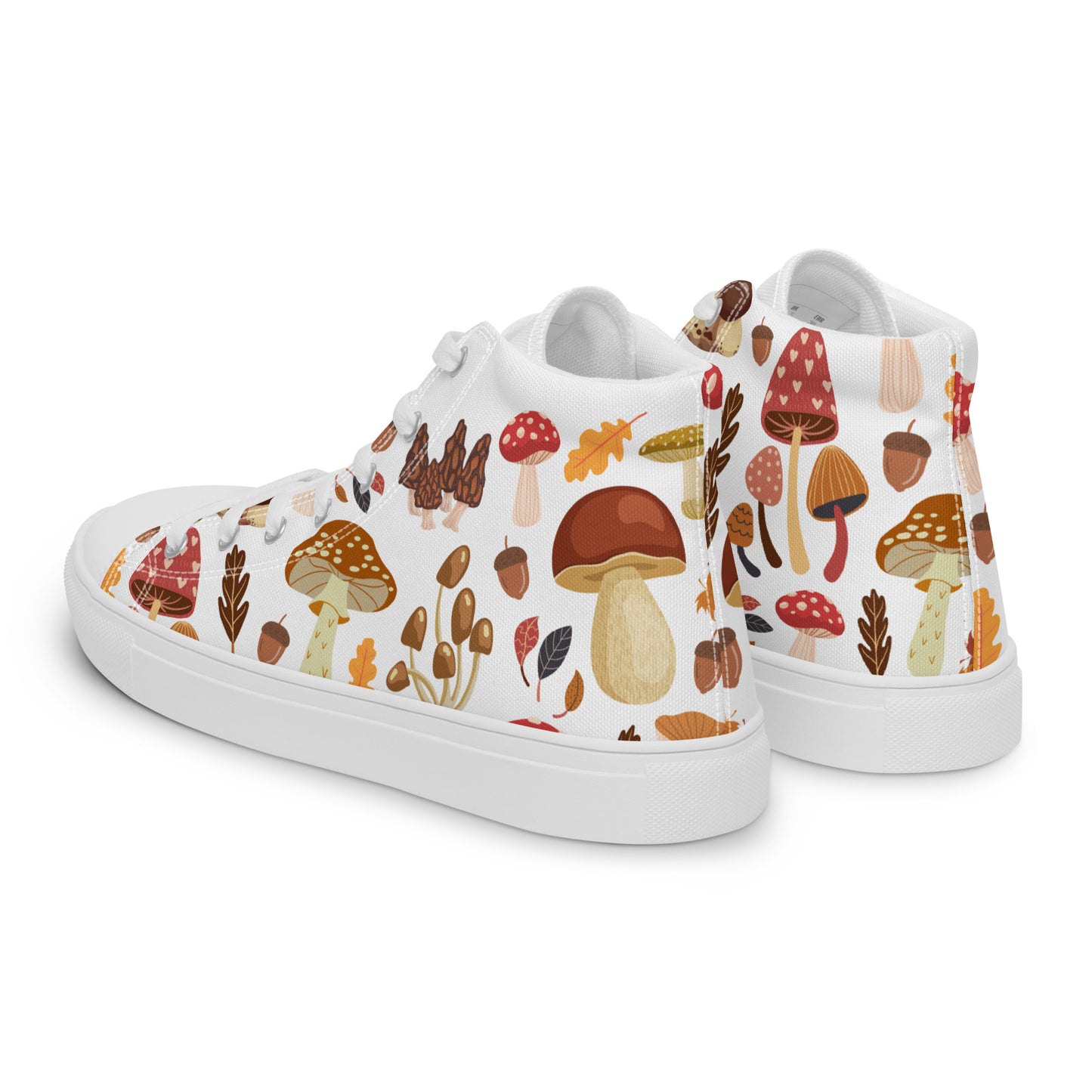 Cottagecore Mushroom Shoes | Retro Canvas Sneakers | Women High Tops | Toadstool Shoes