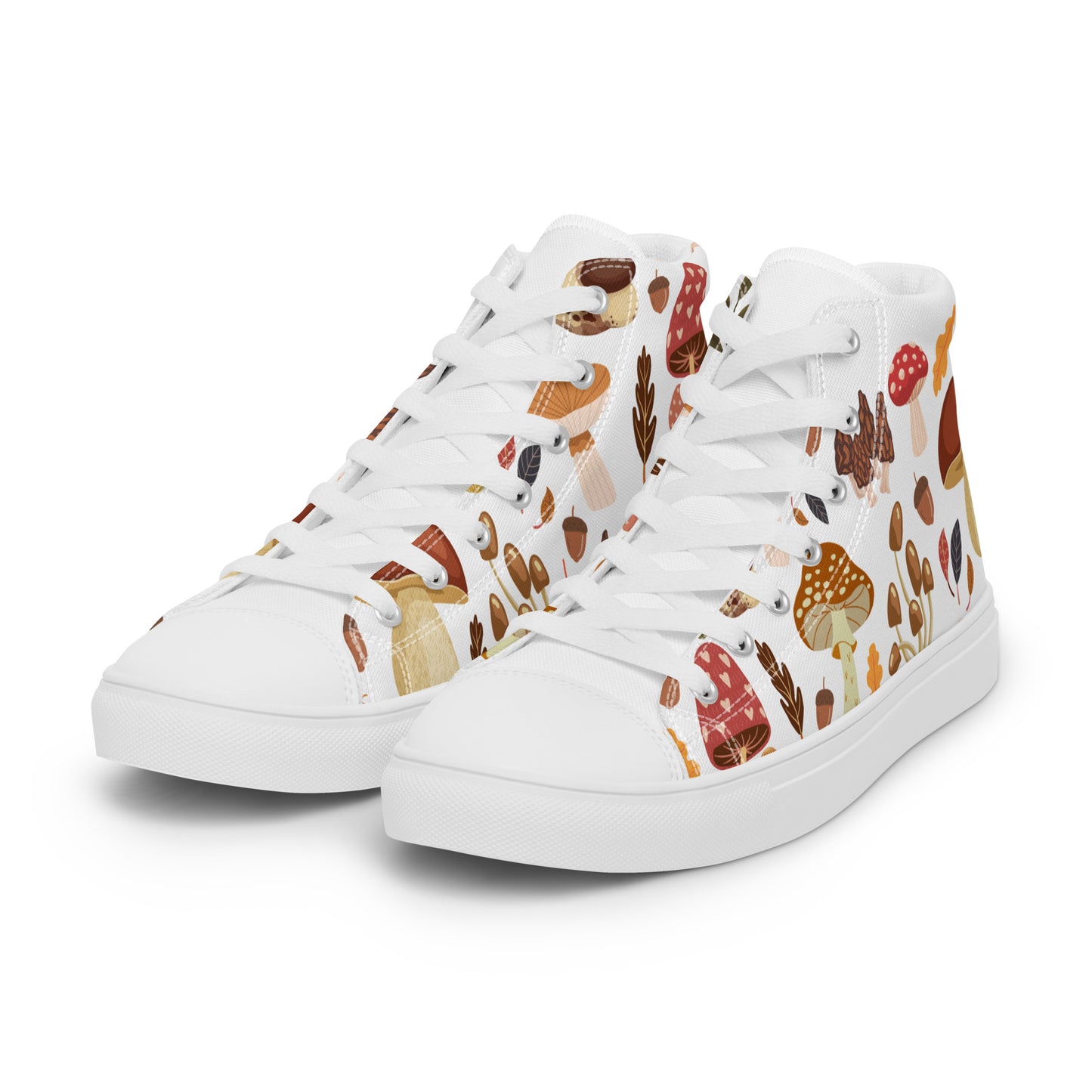Cottagecore Mushroom Shoes | Retro Canvas Sneakers | Women High Tops | Toadstool Shoes