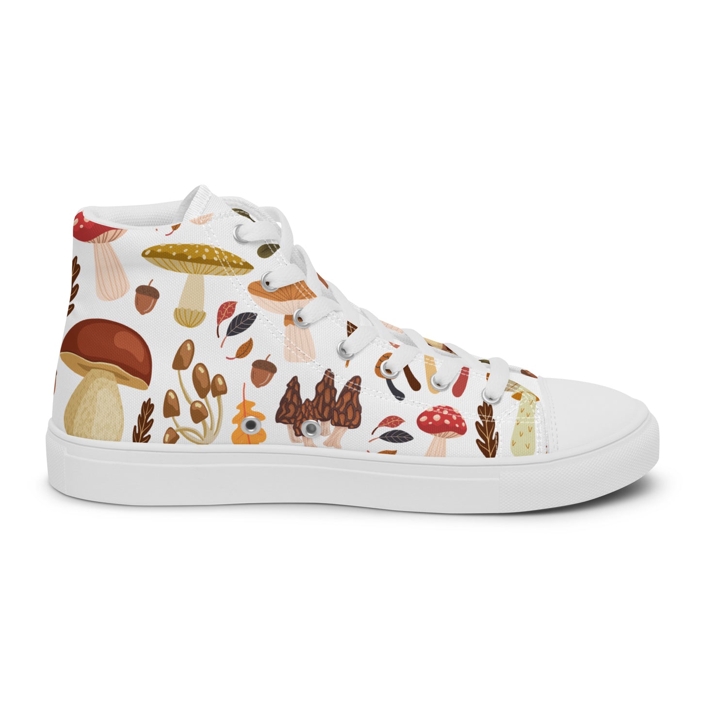 Cottagecore Mushroom Shoes | Retro Canvas Sneakers | Women High Tops | Toadstool Shoes