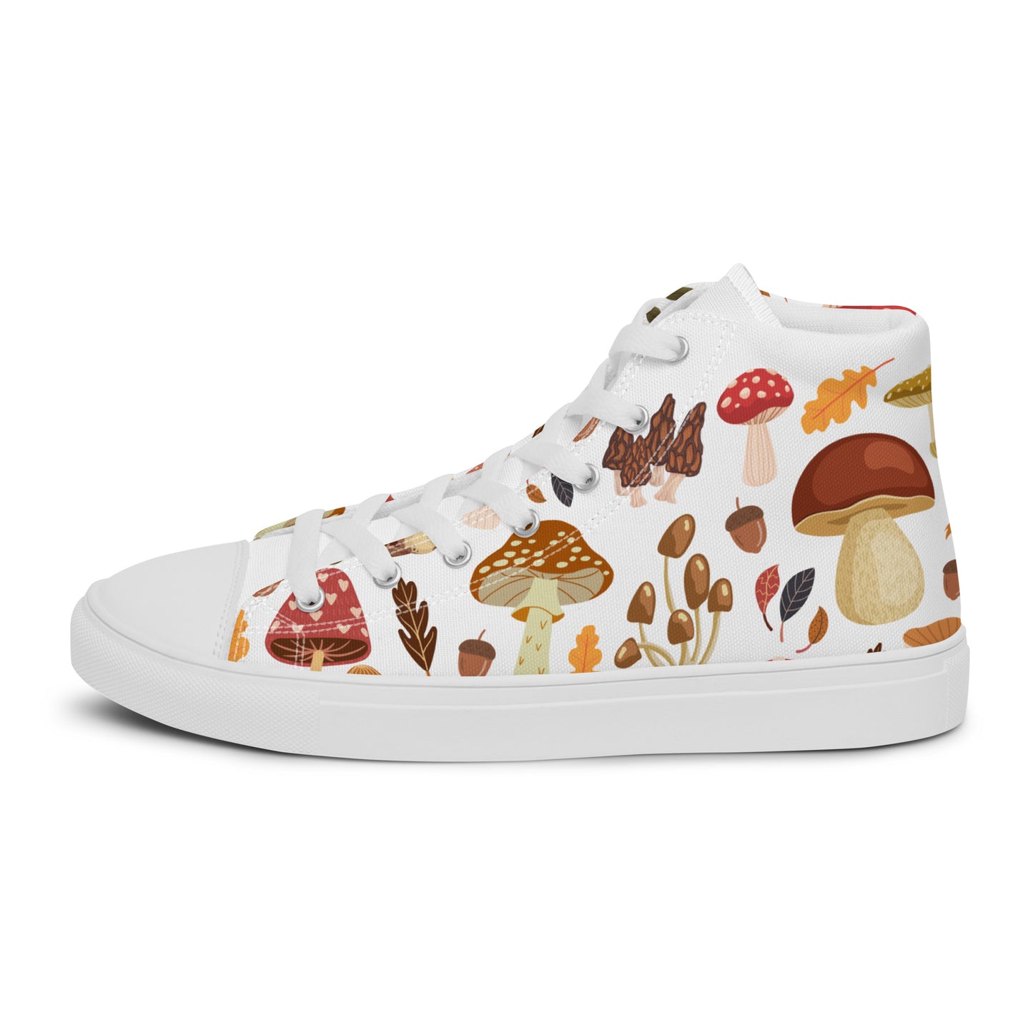 Cottagecore Mushroom Shoes | Retro Canvas Sneakers | Women High Tops | Toadstool Shoes