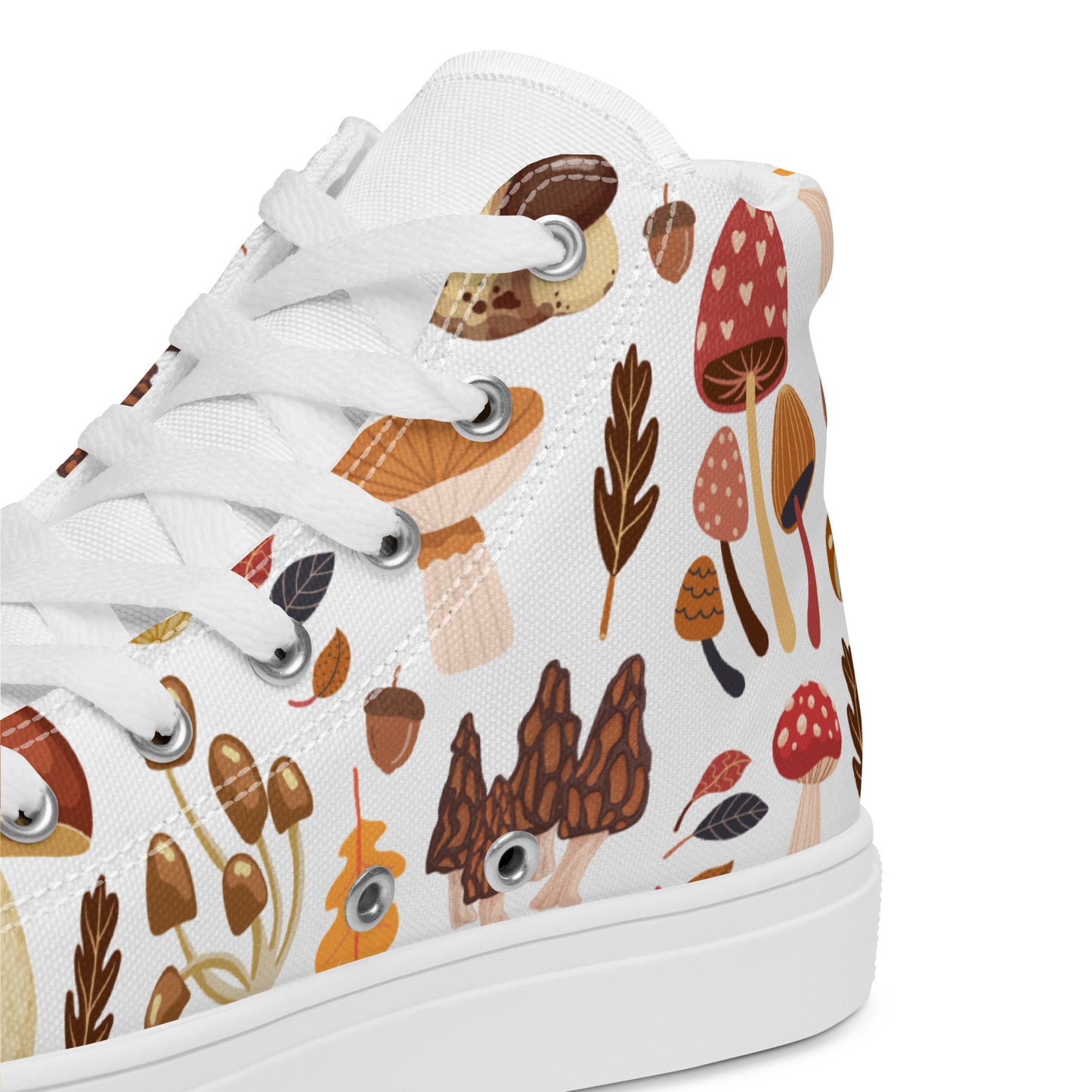 Cottagecore Mushroom Shoes | Retro Canvas Sneakers | Women High Tops | Toadstool Shoes