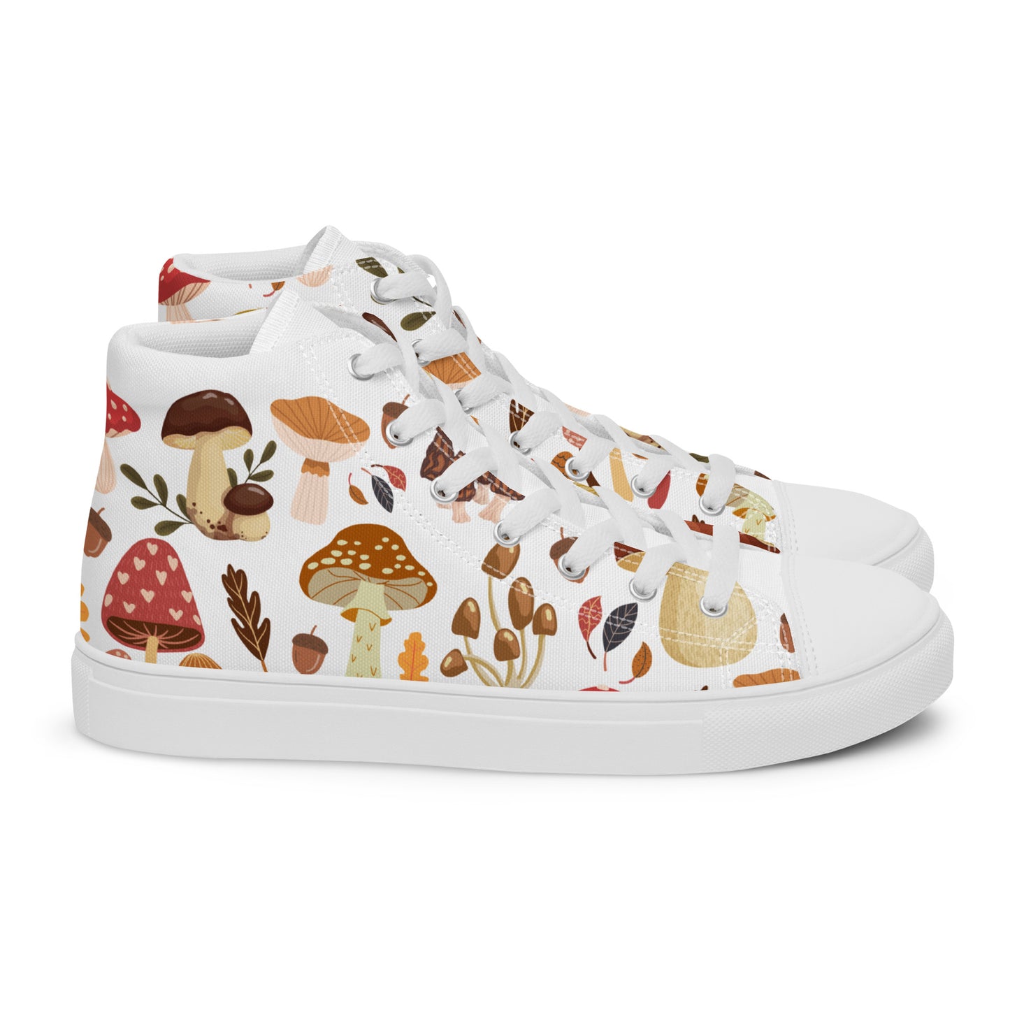 Cottagecore Mushroom Shoes | Retro Canvas Sneakers | Women High Tops | Toadstool Shoes