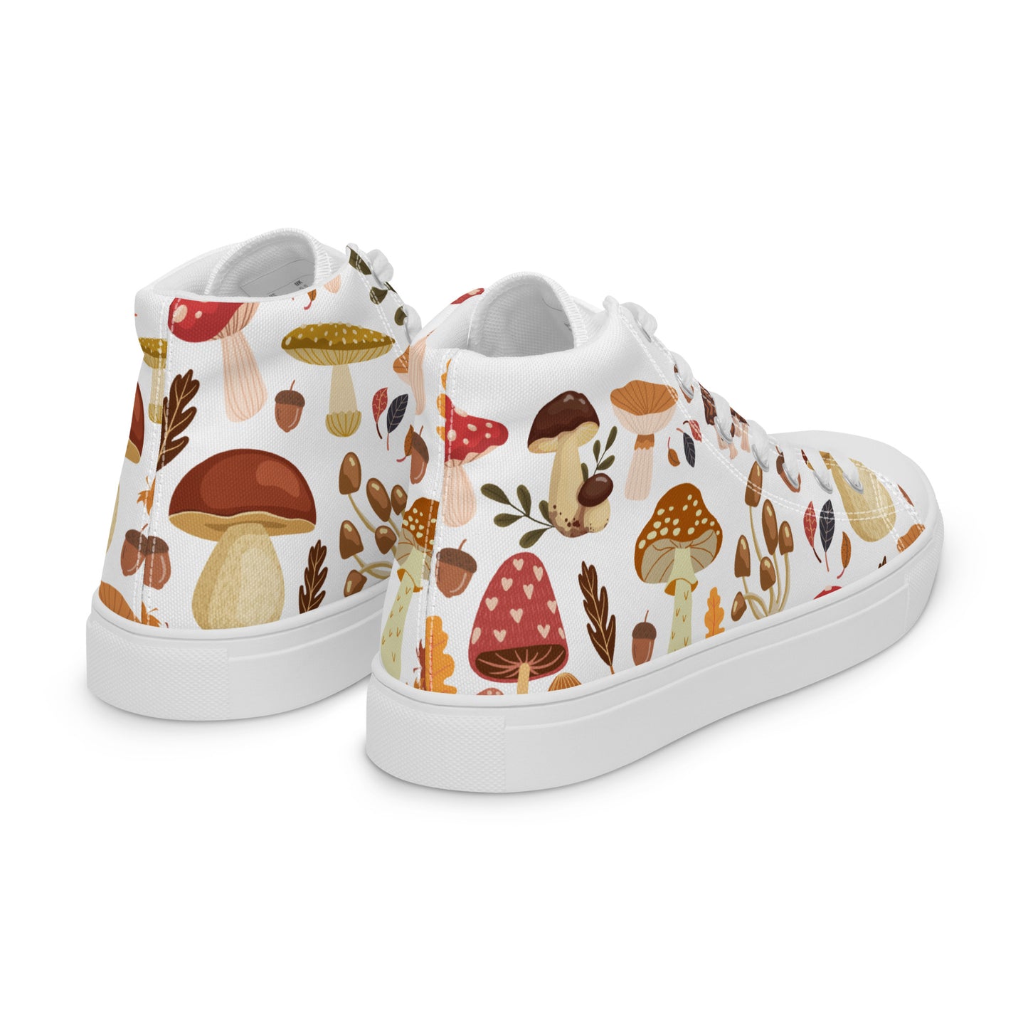 Cottagecore Mushroom Shoes | Retro Canvas Sneakers | Women High Tops | Toadstool Shoes