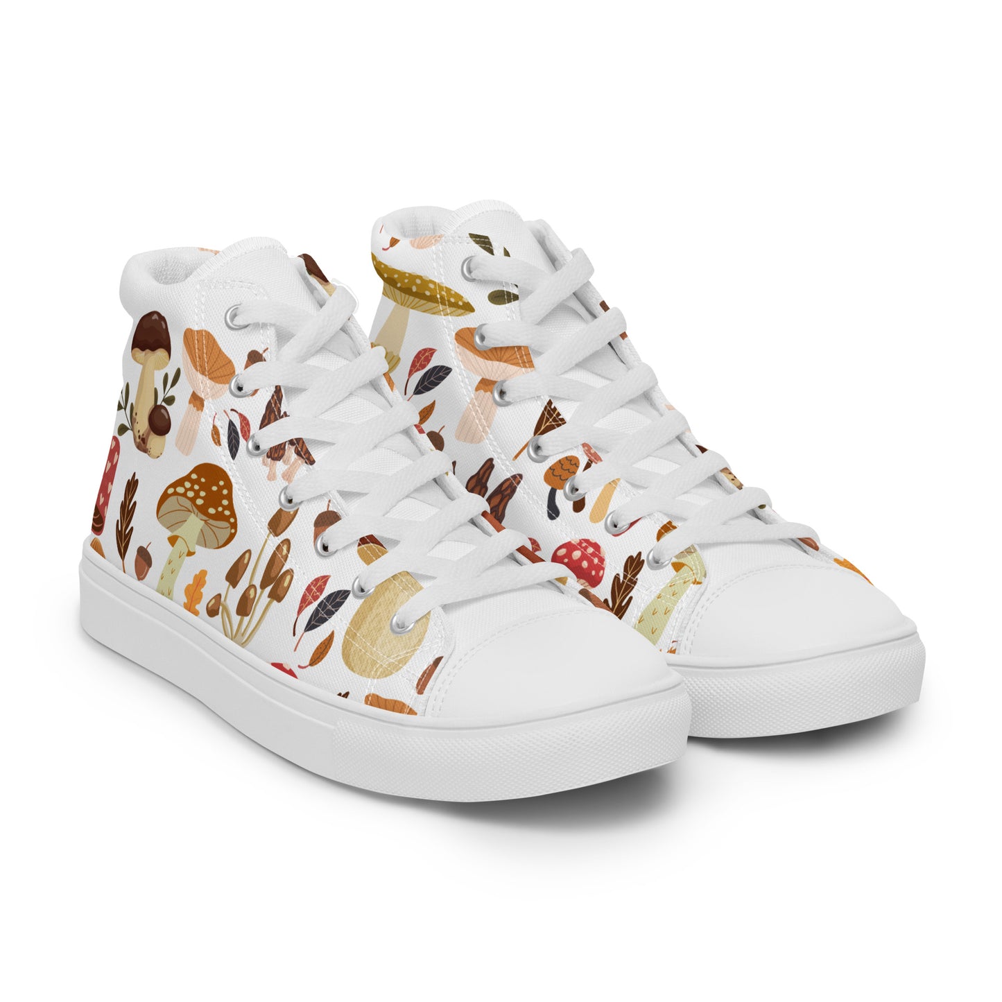 Cottagecore Mushroom Shoes | Retro Canvas Sneakers | Women High Tops | Toadstool Shoes