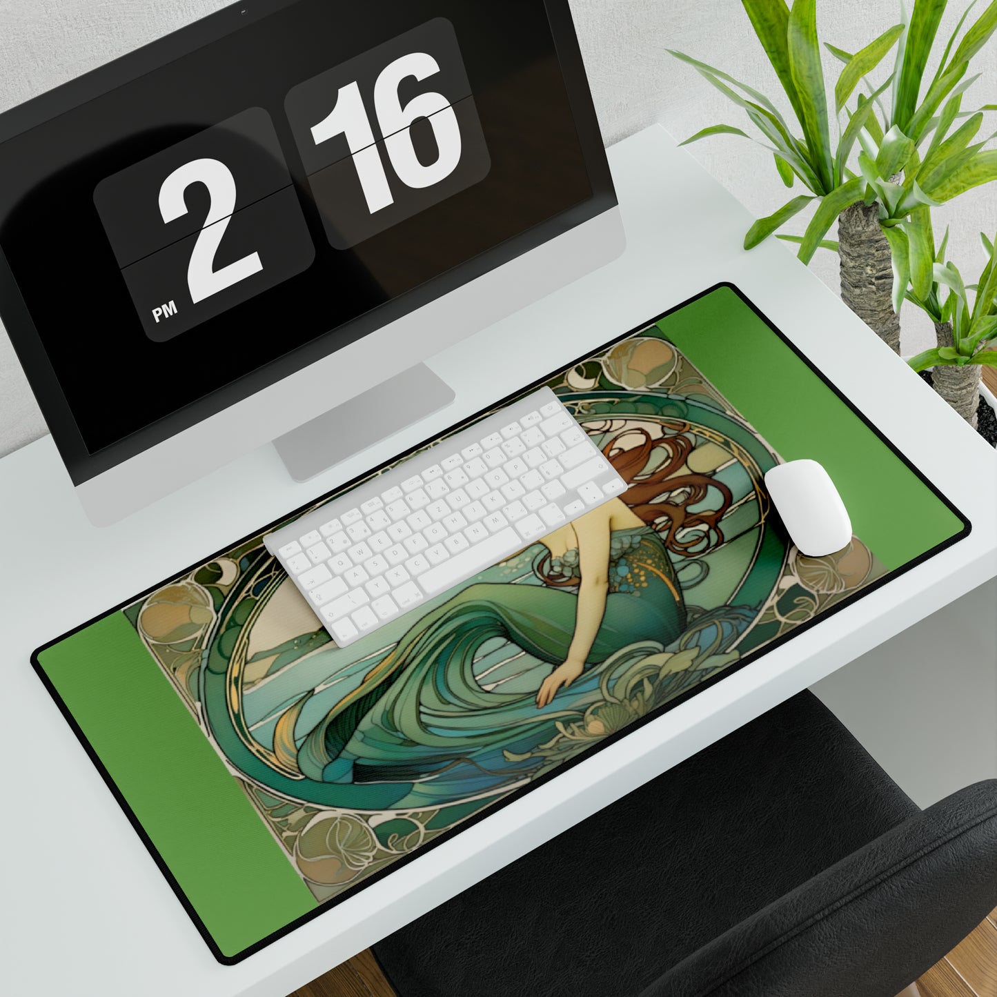 Art Nouveau Mermaid Desk Mat, Mermaidcore Deskmat, Fantasy Mousepad, Mermaid Desk Pad, Gifts for Mermaid Lovers