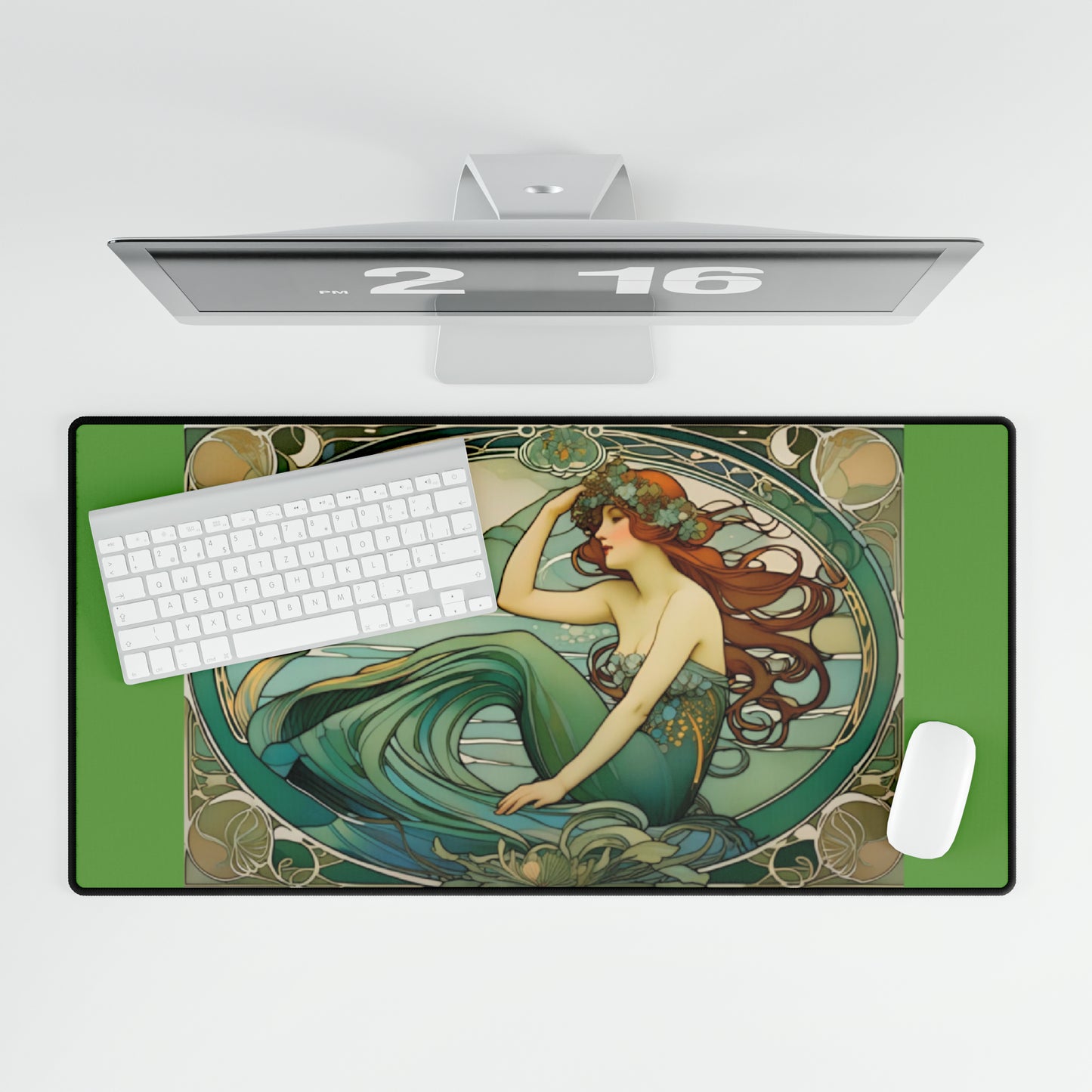 Art Nouveau Mermaid Desk Mat, Mermaidcore Deskmat, Fantasy Mousepad, Mermaid Desk Pad, Gifts for Mermaid Lovers