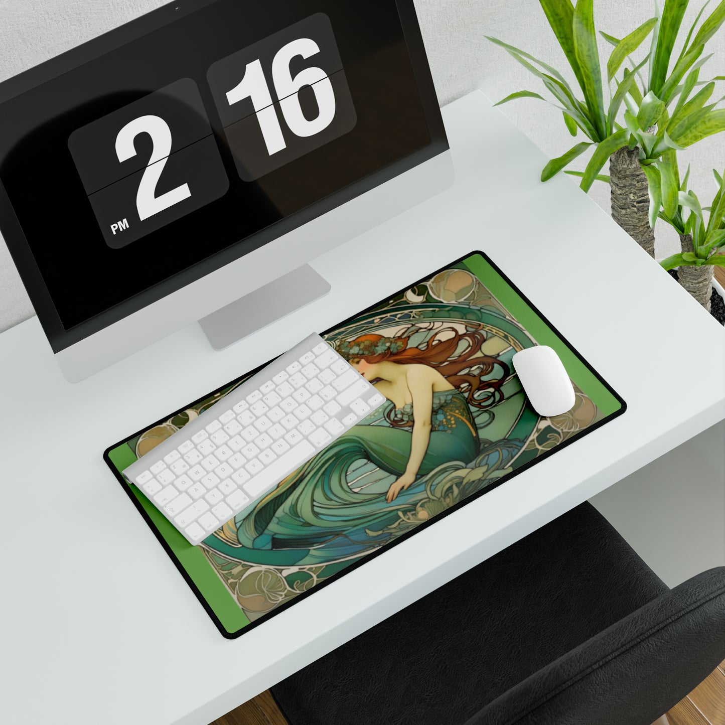 Art Nouveau Mermaid Desk Mat, Mermaidcore Deskmat, Fantasy Mousepad, Mermaid Desk Pad, Gifts for Mermaid Lovers